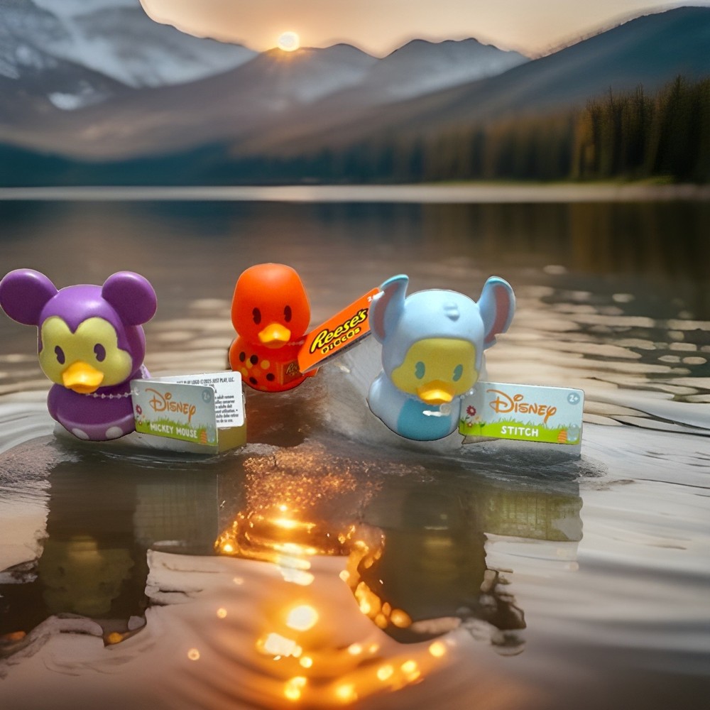 3 PACK of Just Play Rubber Ducks, Hersheys & Disney Theme