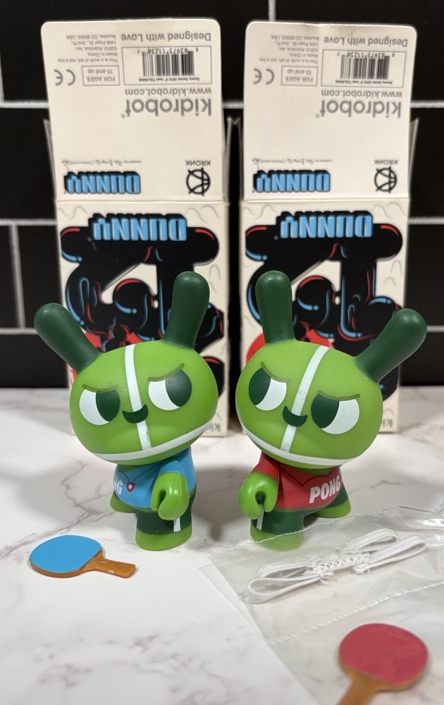 Kidrobot Dunny 2012 Series Ping Pong 3″ Vinyl Figures Mauro Gatti Lot of 2