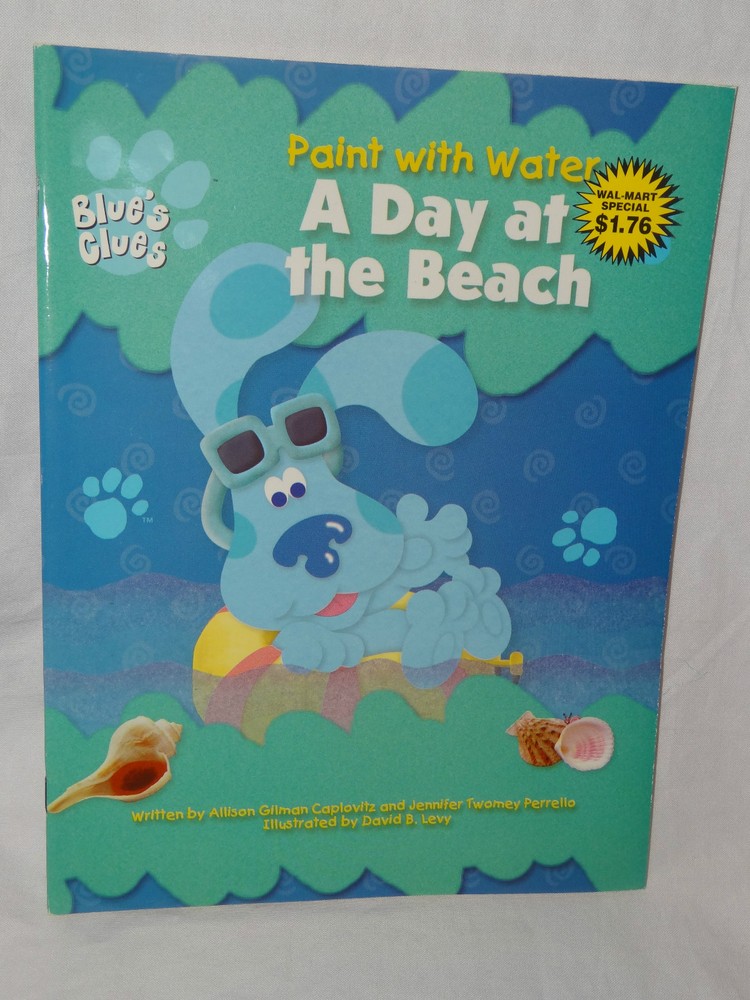 NEW 1999 BLUES CLUES PAINT AND WATER COLORING BOOK A DAY AT THE BEACH