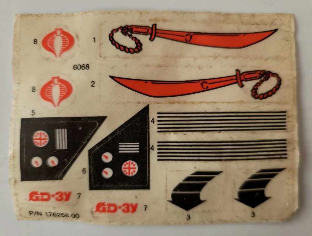 DREADNOK SWAMPFIRE 1986 STICKER SHEET DECALS GI JOE COBRA ACTION FORCE ORIGINAL