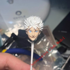 Painted 1/12 Custom Jujutsu Kaisen Gojo Satoru Head Carving For 6″Romankey Figur