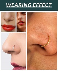 Men Women 316L Surgical Steel Hinged Nose Rings Hoop for Nostril Septum
