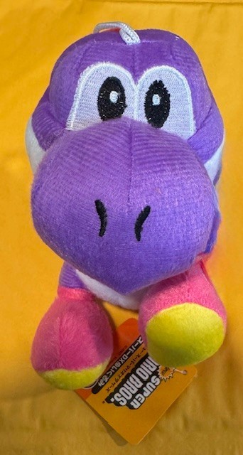 Super Mario Bros Yoshi Plush 6″ Purple with RARE Pink & Yellow Feet Ships FREE