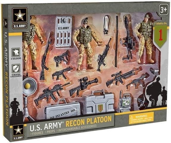 United States Army Recon Platoon Playset with 3 Military Action Figures