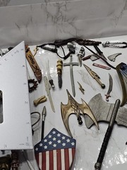 Vintage Toy Figure Lot Weapon Sword Axe Knife Hammer Shield Staff ? McFarlane