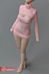 1/6 High Neck Base Striped Sweater Fit 12” Female Action Figure