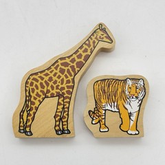 Thomas & Friends Wooden Railway Zoo Animals Lot of 2 Giraffe & Tiger 1999 GUC