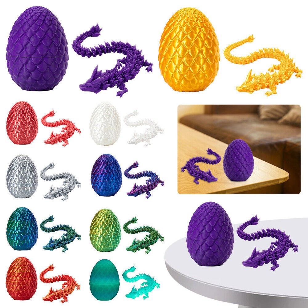 3D Printed Dragon in Egg Full Articulated Dragon Crystal Dragon with Dragon Egg