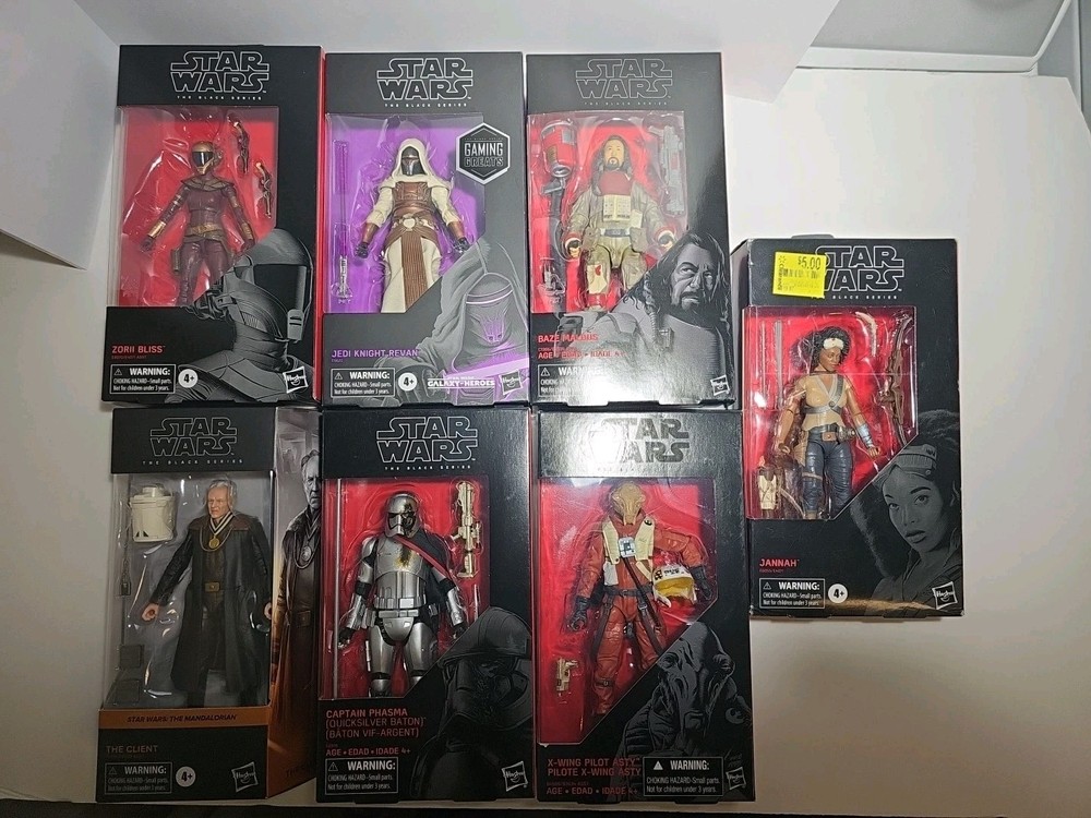 Star Wars Black Series Lot Darth Revan, Ello Asty, Phasma, Bliss, Mandalorian B1