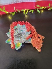 Red Orange 3D Printed Articulated Dragon Fidget Toy Flexible Full Articulated
