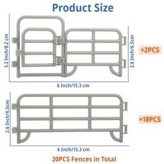 20PCS Corral Fencing Playset with Gates for Barn Farm Animal Toys