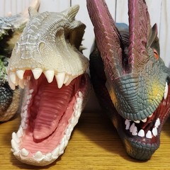 6 Lot Dinosaur Hand Puppets Rubber Dinosaur Head Puppet 3D Realistic Vary Nice