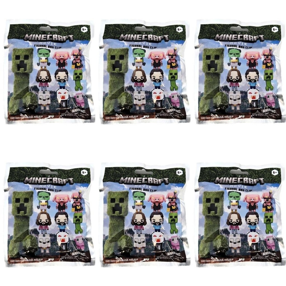 Minecraft Movie Collector’s Figural 3D Bag Clip – Lot of 6 Sealed Blind Bags