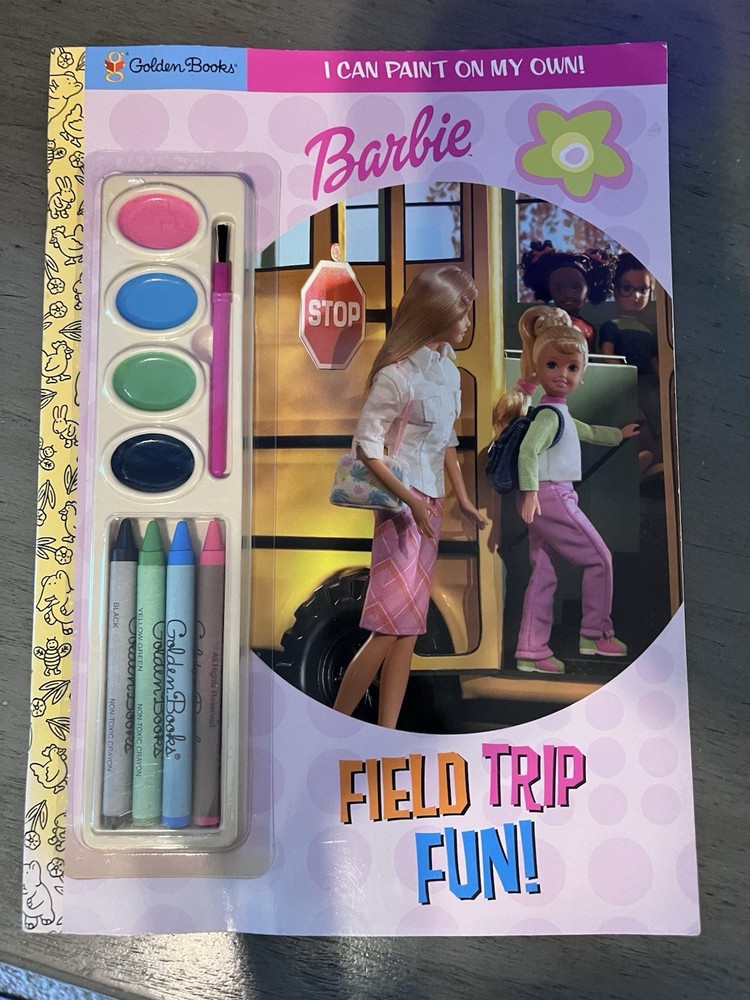 Vtg 2002 Golden Books Barbie “Field Trip Fun” RARE Paint And Coloring Book!
