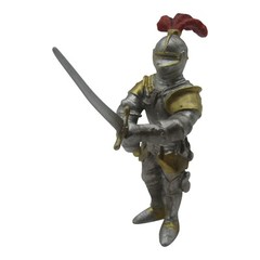 2003 Schleich Germany Silver & Gold Knight w Sword – Red Plume