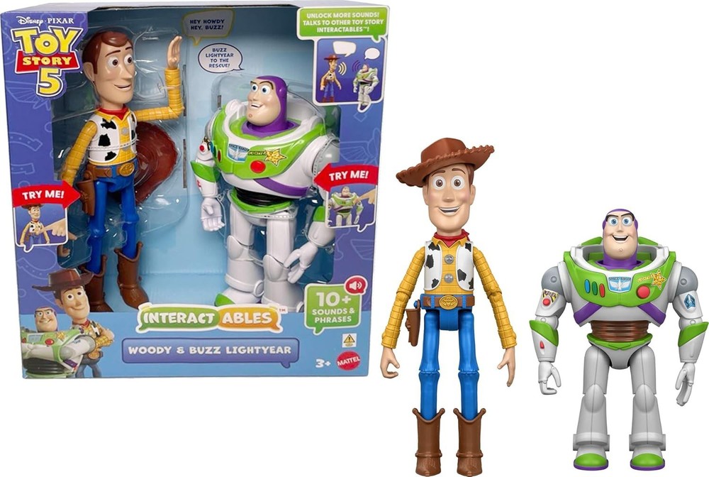Toy Story 5 Interactables Woody & Buzz Lightyear 11-Inch Talking FIgure 2-Pack