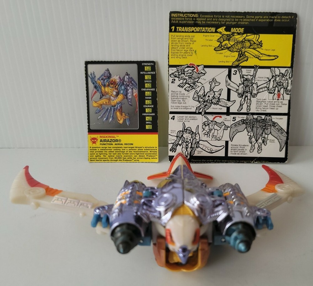 TRANSFORMERS BEAST WARS AIRAZOR METAL CHROME BIRD EAGLE HAWK 1999 MISSING FEET