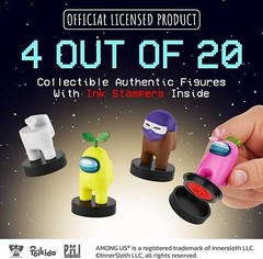 Among Us Crewmates Stamps 4pk Cyan White Blue Red Character Figure Set