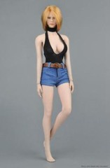 1/6 sexy female Bodysuit Denim Shorts for Kumik Phicen Hot Toys poptoys ❶USA❶