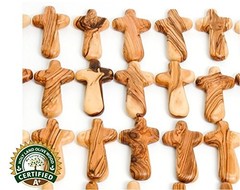 Olive wood Holding Cross comes with Velvet bag & Certificate