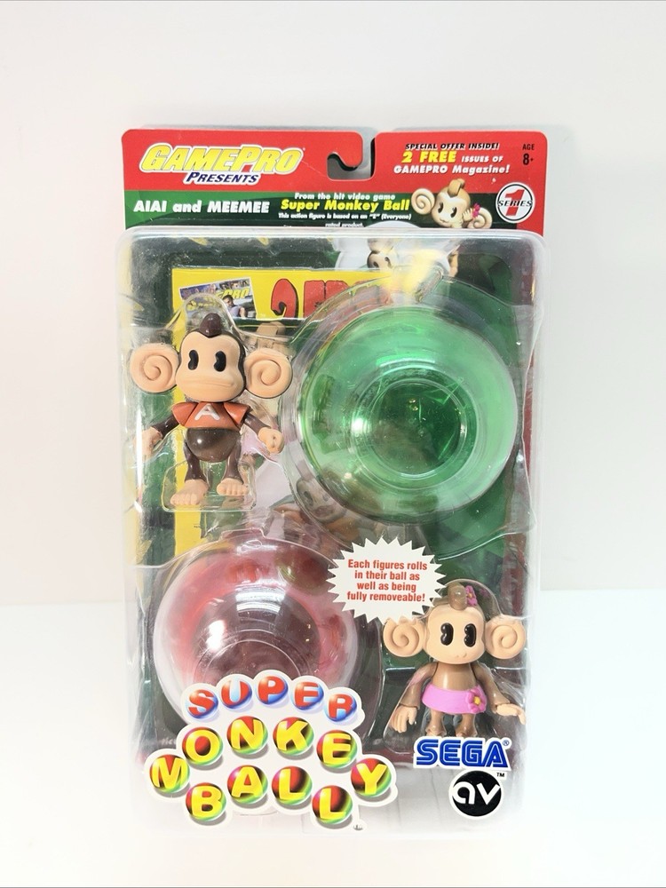 2002 Joyride Studios Gamepro SEGA Super Monkey Ball Aiai and Meemee Brand New