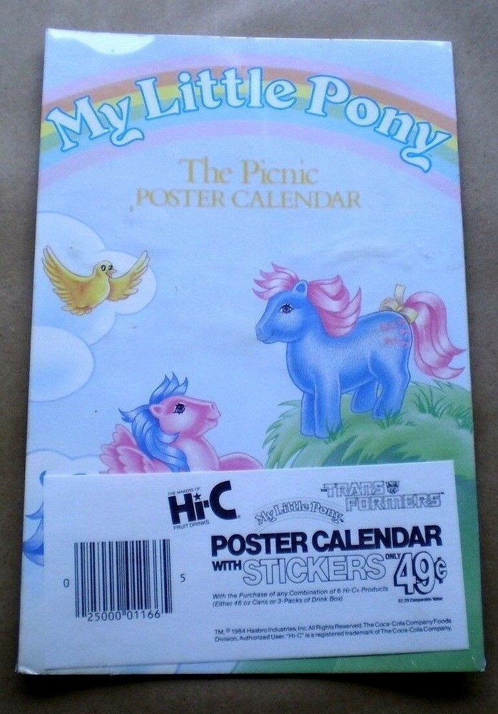 My Little Pony 1984 Hasbro Hi-C Promo Advertising Poster Calendar W/Stickers