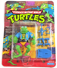 Pristine 1989 TMNT Genghis Frog MOC Playmates Unpunched Flat Card (Mint/NM)