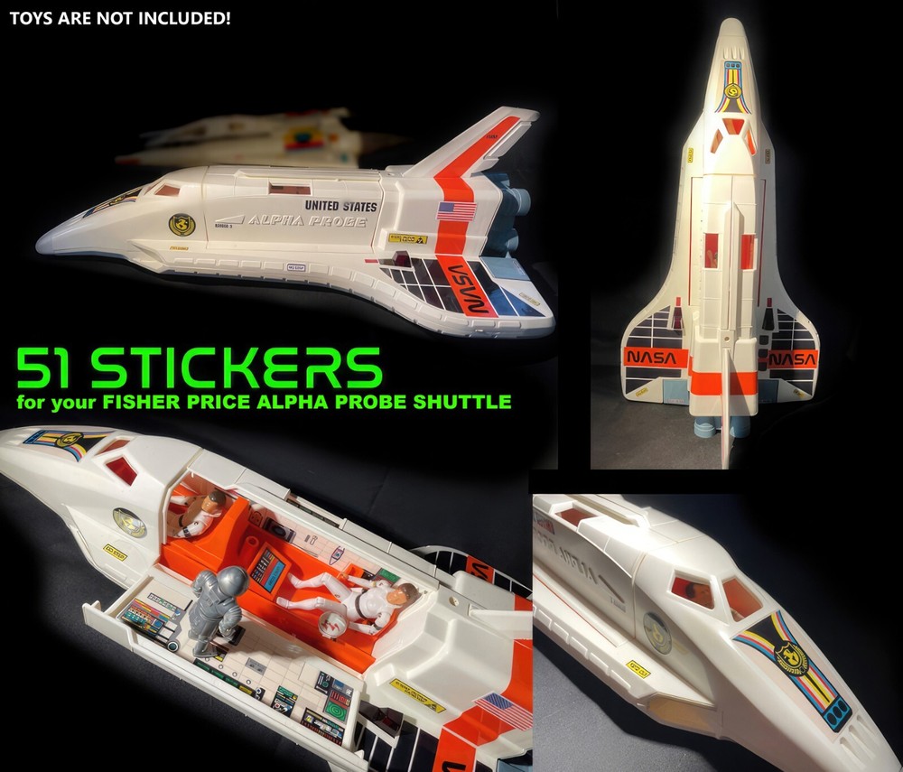 51 MEGO alike Buck Rogers Shuttle STICKERS for 1979 Fisher Price 325 Alpha Probe