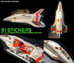 51 MEGO alike Buck Rogers Shuttle STICKERS for 1979 Fisher Price 325 Alpha Probe