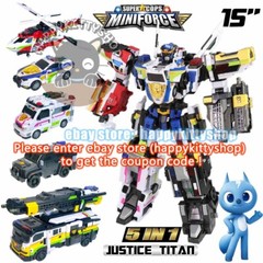 Miniforce Super Cops 15″ Justice Titan Combiner Robot Figure Police Vehicle Toys