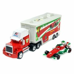 2Pcs Disney Pixar Cars White Francesco BerNOulli Hauler Truck Diecast Toys Set