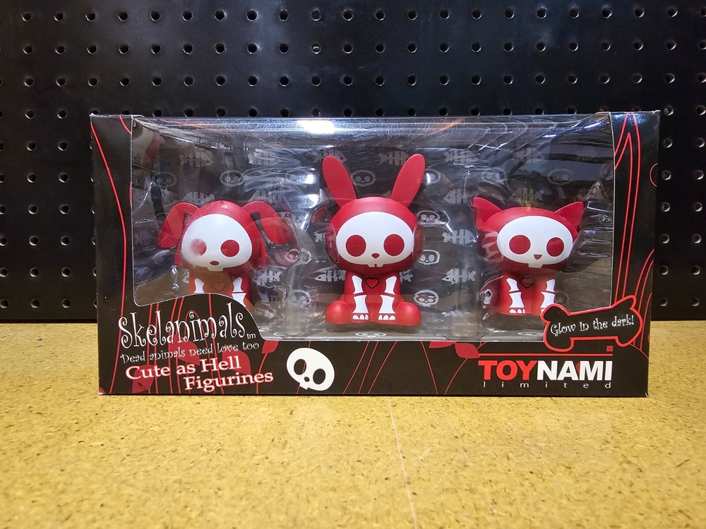 3″ Skelanimals PVC Figurine Box Set – New – Cute As Hell Dog, Cat & Rabbit