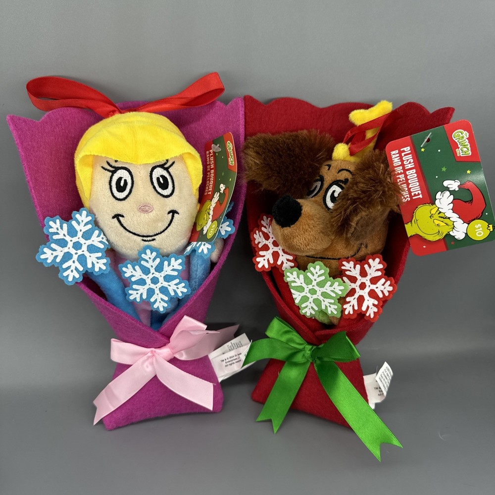 LOT OF 2 The Grinch Plush Bouquet Max & Cindy Lou Who Trendy Christmas Plushies