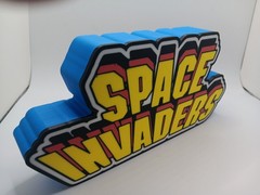 Retro Space Invaders logo lightbox sign light box display for collection display