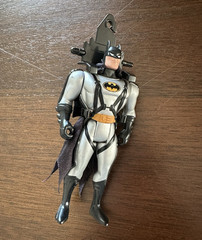 Batman Action Figure Gray/Black/Yellow Suit, Plastic w/ Fabric Cape