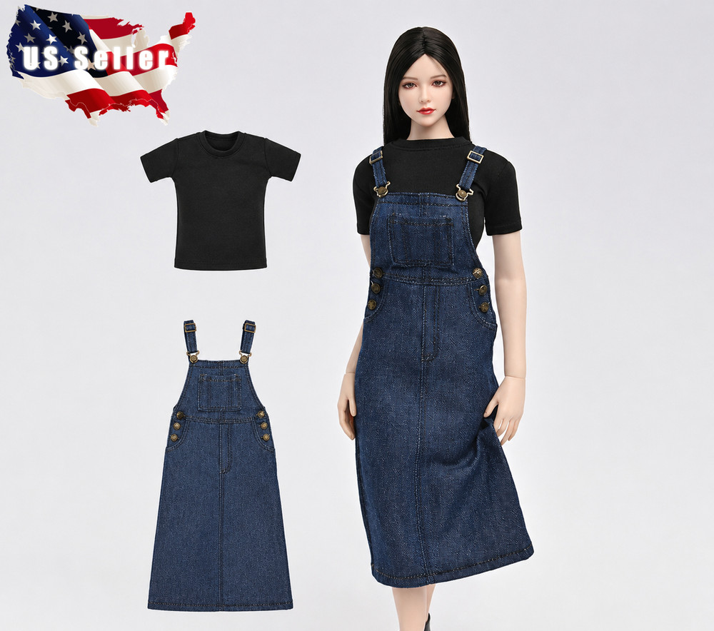 1/6 Denim Overall Dress Outfit Set 12″ Hot Toys PHICEN TBLeague Female Figure