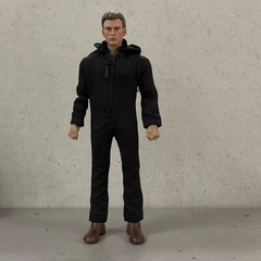 SU-HD-STS: 1/12 Black Hooded Jumpsuit for 6″ medium to slim body