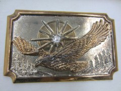 200TH AMERICAN EAGLE Belt Buckle Silver & 24kt Gold plated, .25pt Diamond Insert