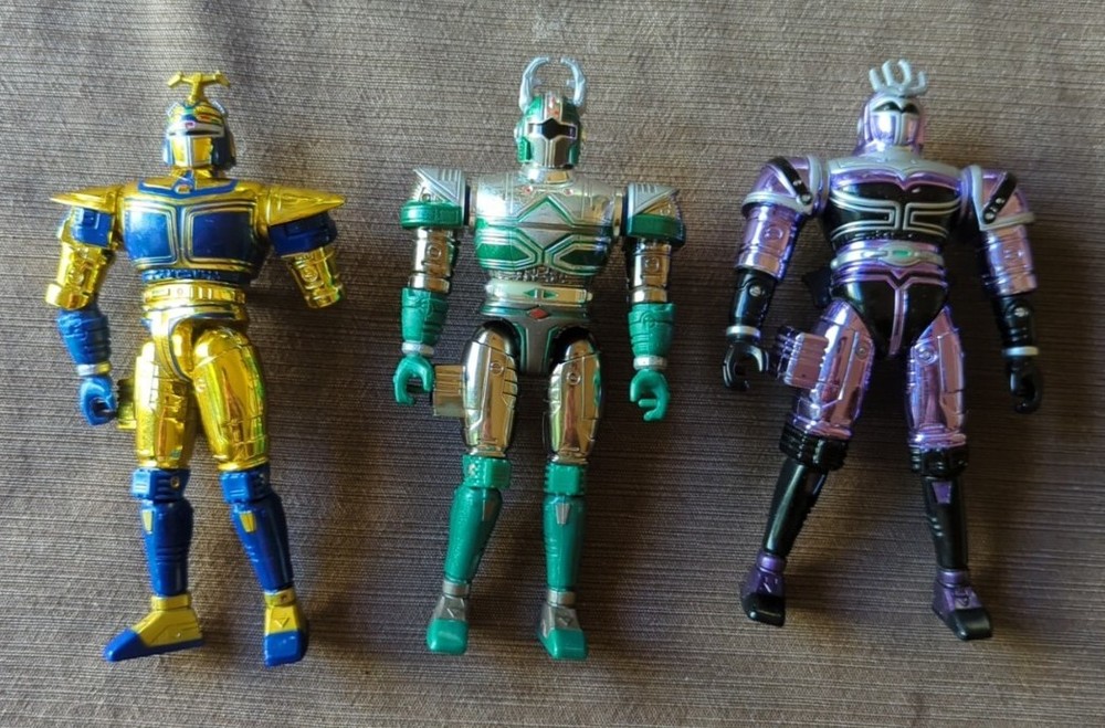 BeetleBorgs 6″ Action Figure Lot Of 3 Gold Purple Green incomplete