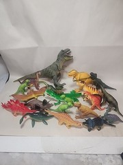 Dinosaurs Lot Of 20 Hard Plastic/Rubber Toys, Mixed Sizes & Brands.