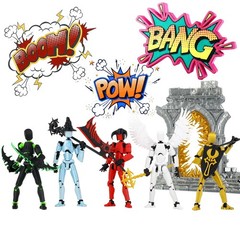 5-Pack 3D Printed Action Figures – Articulated T Dummy 13 Toys, Gift for Boys, D