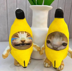1pc Squeaky Plush Banana Cat Toy Keychain – Funny Sounding Pendant Doll – NEW