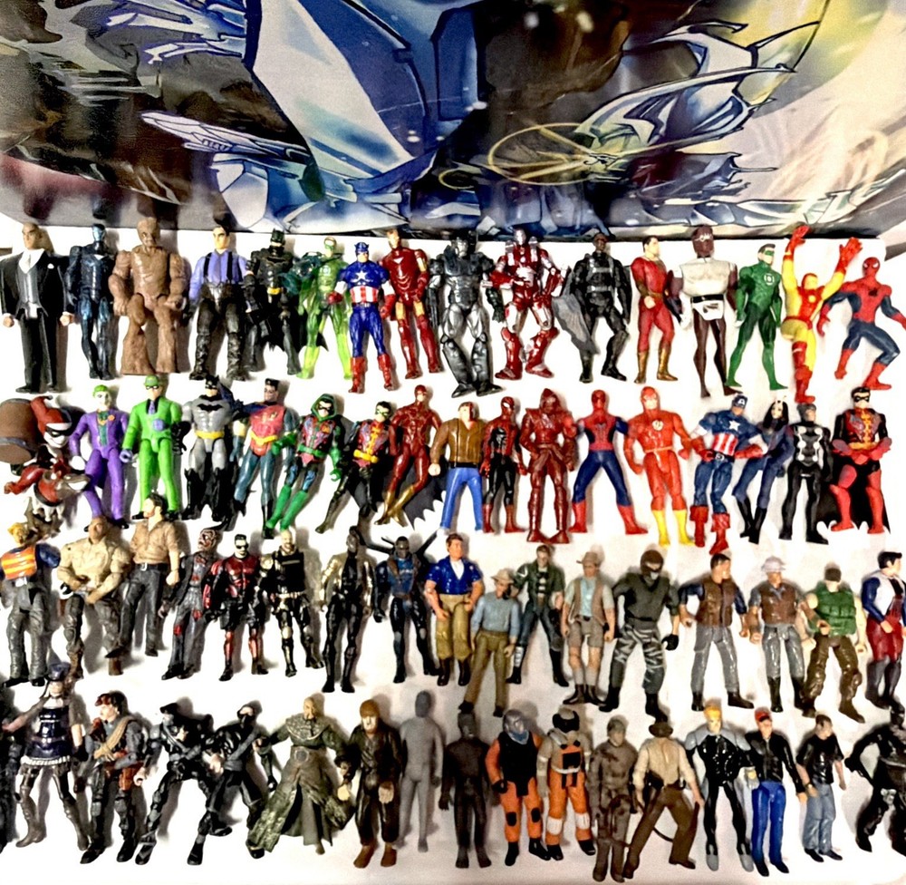 HUGE 4″ Action Figure Lot Of 68 No Duplicates Vtg 85′ Marvel DC Battlestar READ