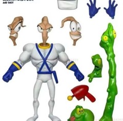Earthworm Jim Action Figure Collection Game Peripherals Worm Body Jim Heads.