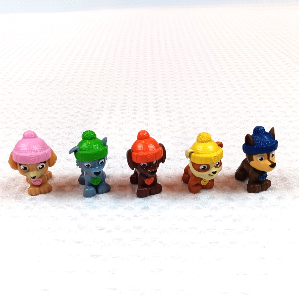 Paw Patrol Snow Rescue Arctic Pups Winter Beanie Hats 2″ Mini Figures Lot of 5