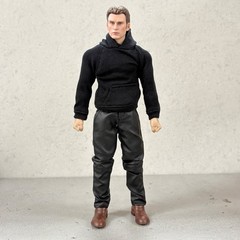 MO-HDST-BK: 1/12 Black slim fit hoodie for 6″ SHF Figma Damtoys slim body