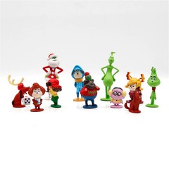 12 Piece Grinch Playset Figure Cake Topper Cindy Lou Who Max & More!