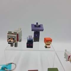 Minecraft Lot Figures Key Chain Mini Figs & Wolves Zombie Steve GUC