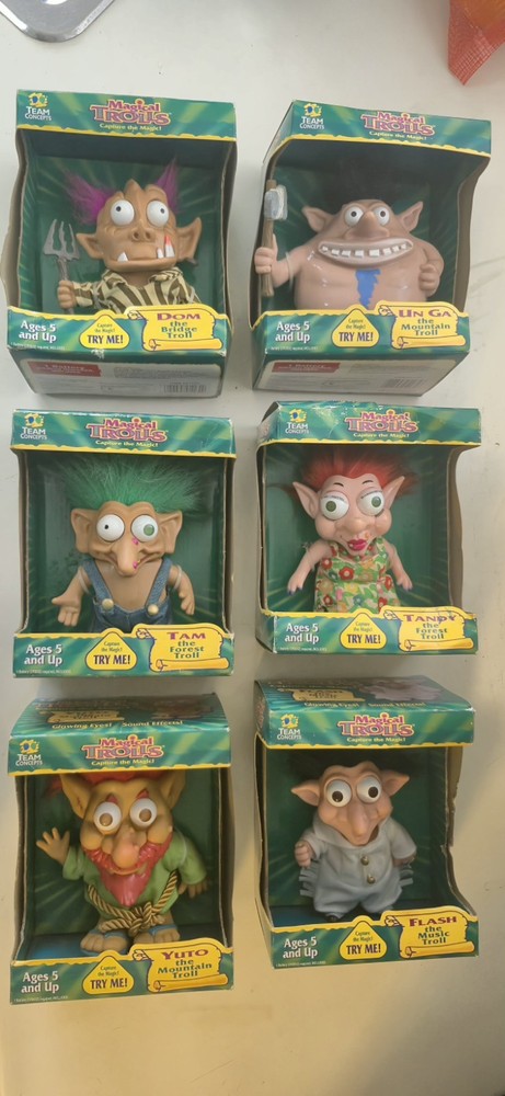 VINTAGE 90s Magical Trolls Team Concepts Complete Set of 6 NEW In Box Rare Lot