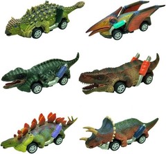 Dinosaur Toy Pull Back Cars, 6 Pack Dino Toys for Kids Ages 3 and Up